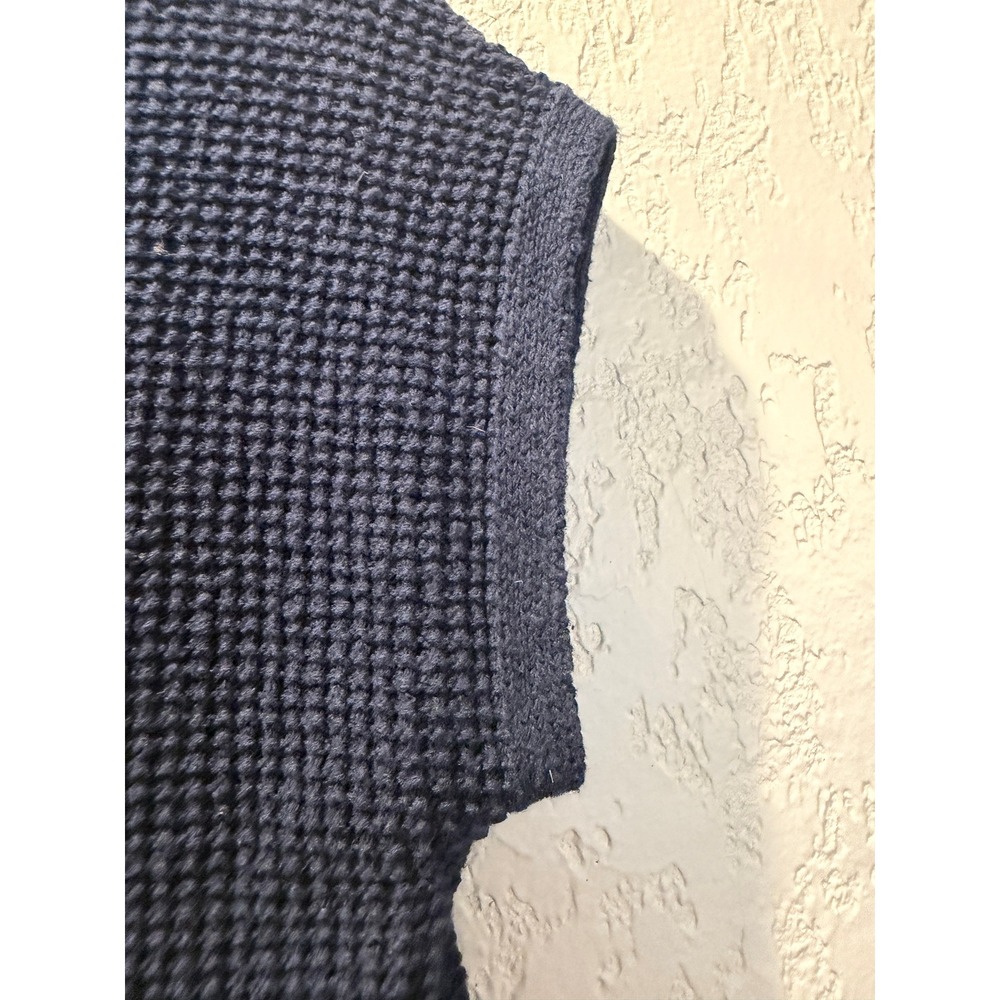 Madewell Navy Blue Waffle Knit Button Back Short Sleeve Sweater Top Size L - Picture 6 of 8